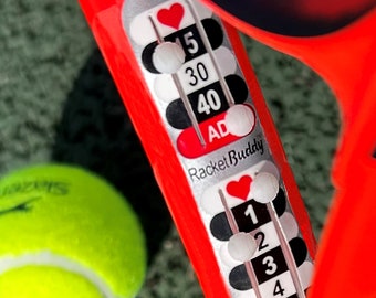 Tennis Racket Scorekeeper - RacketBuddy - Great Gift Idea!  Unique solution to tennis scorekeeping. Track your progress, elevate your game.