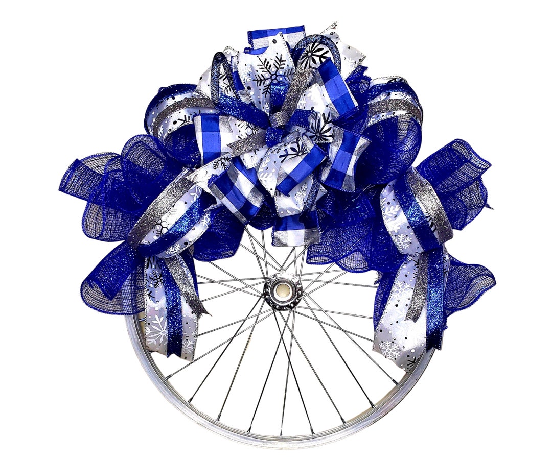 Christmas Bicycle Wheel, Winter Snowflake Door Hanger, Hanukkah Wall ...