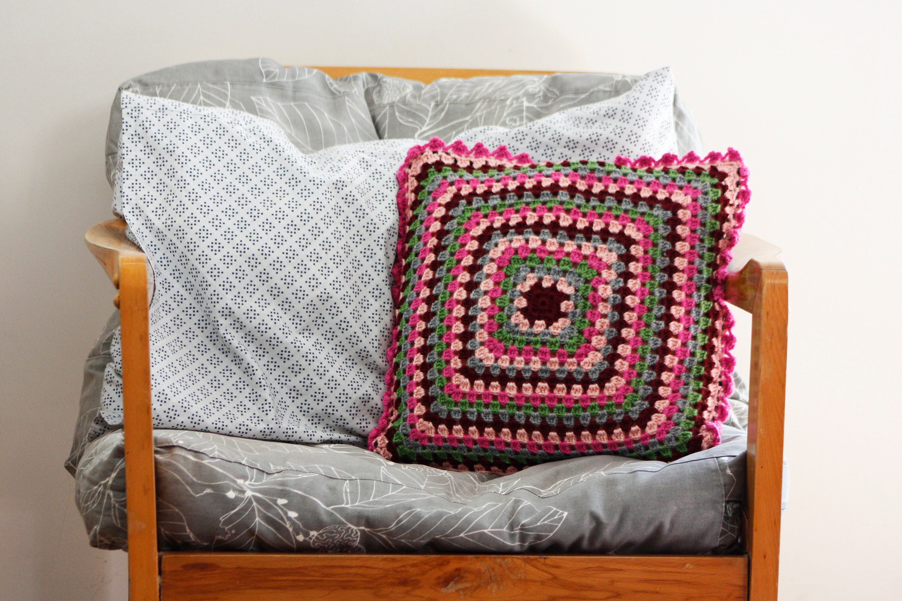 Square Ethnic Granny Crochet Cushion Cover Handknit Colourful Etsy
