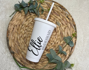 Personalised Hen Party Cold Cup with Straw, Bride to Be gift, Starbucks Inspired, Bride Tribe, Cold Cup, Hen Party Favours, Bridesmaid gift