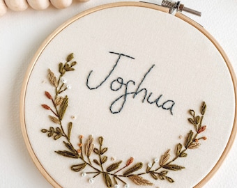 Custom Name Floral Embroidery Hoop Modern Embroidery Hoop 