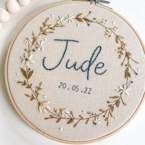 Custom Name Floral Embroidery Hoop Modern Embroidery Hoop image 5