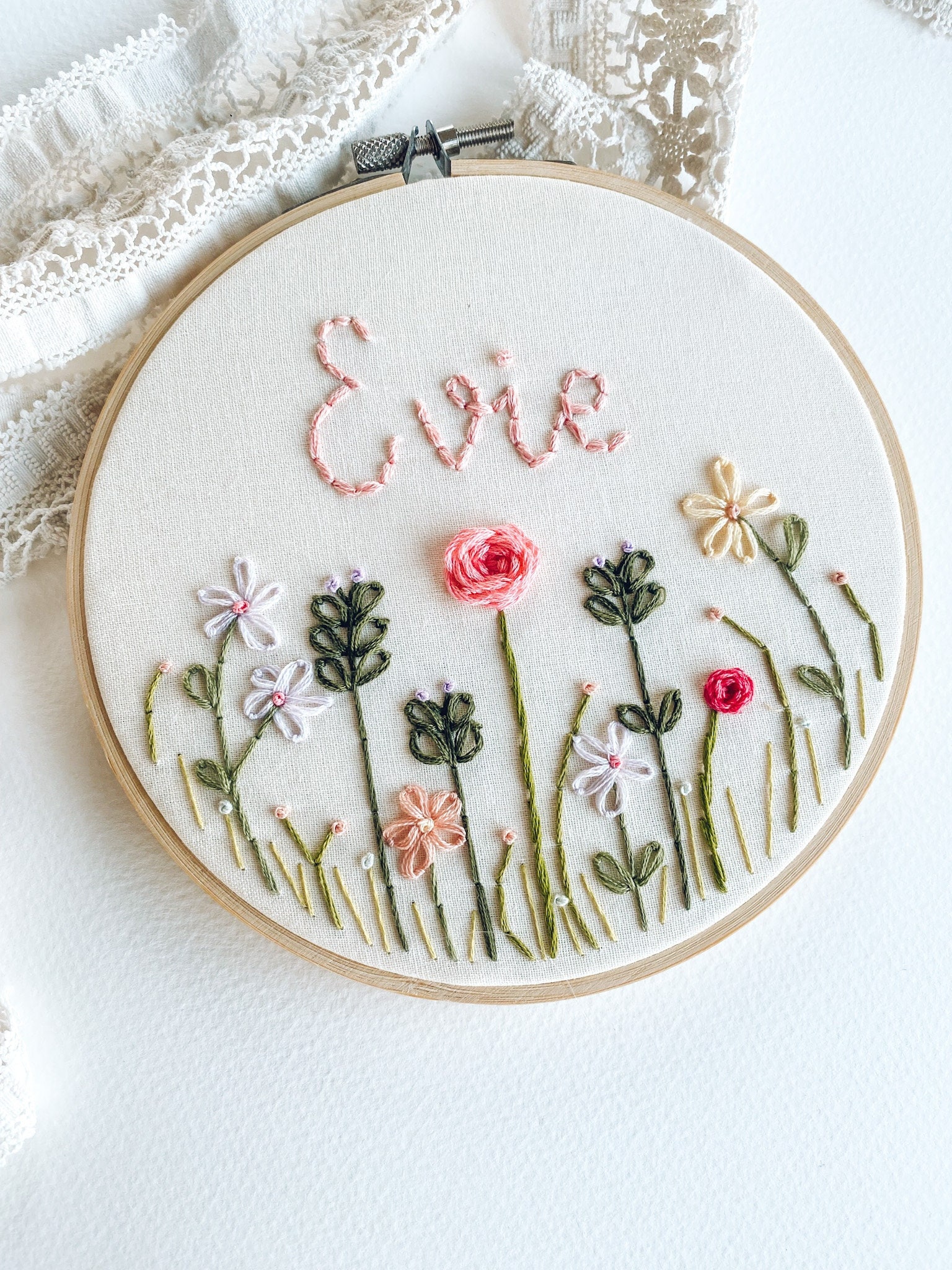 Modern Hand Embroidery Hoop Art Personalised Custom Hoop Hand