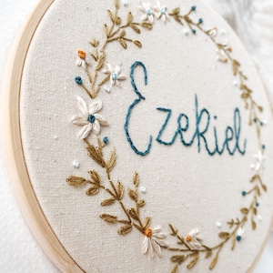 Custom Name Floral Embroidery Hoop Modern Embroidery Hoop image 4