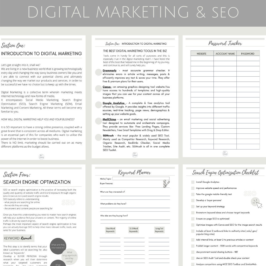 Digital Marketing Planner & Guide Social Media and Email - Etsy