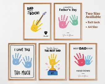 Father’s Day Handprint Art Printable Bundle – DIY Kids Gift for Dad, Toddler & Preschool Activity, Personalized Keepsake