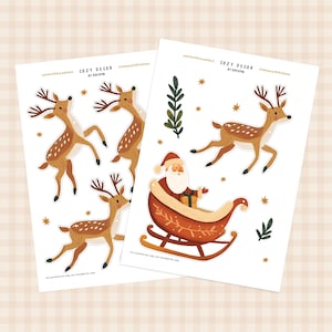 Guirlande de Noël imprimable avec le père Noël et le renne | Décoration festive des Fêtes | Des banderoles pour de joyeuses fêtes de Noël au format PDF