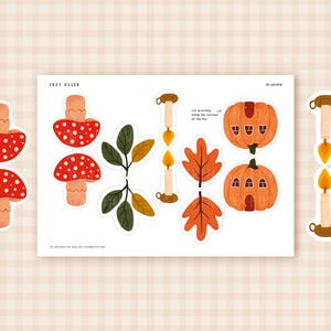 Adorable guirlande d'automne citrouille et champignons | Adorable guirlande imprimable pour une décoration d'automne festive | Adorable guirlande imprimable pour une décoration festive