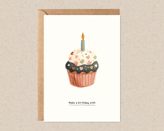 Cupcake Birthday Card – Printable Greeting Card (PDF & JPG)
