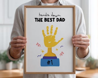 DIY Father’s Day Handprint Craft for Kids – Printable Poster Gift for Dad, Toddler & Preschool Keepsake Activity, Personalized Art