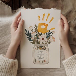 Lehrer Wertschätzung Geschenk Handabdruck Kunst druckbare Geschenk von Kinder Lehrer Handabdruck Blumenstrauß Kindergarten Lehrer Geschenk Lehrer Dankeskarte
