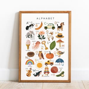 Alphabet Poster Montessori, bildungs Kinderzimmer Dekor, digitale ABC druckbare, Kleinkind Wandkunst