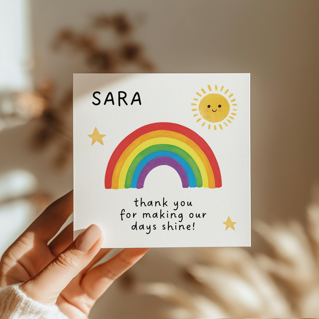 Editable Rainbow Teacher Thank You Card – Printable Appreciation Gift ...