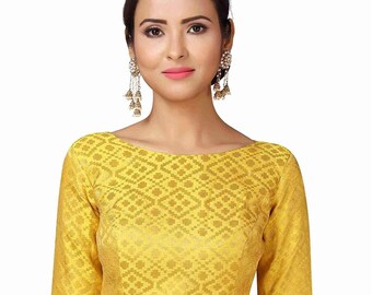 yellow boat neck blouse