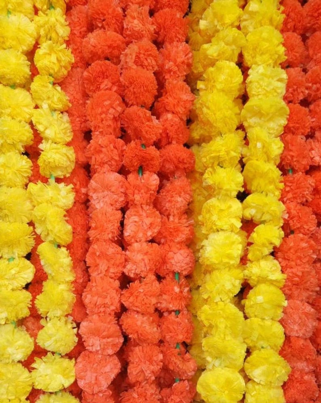 Artificial Marigold Garland Fluffy Handmade New Flowers Etsy