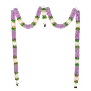 Viola Bella Rete Nastro Porta Set Toran Artificiale Calendula Ghirlanda Fiori Fatti a mano Ghirlande Decorazione Casa Matrimonio Muro Appeso Indiano