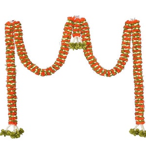 Arancio Bella mogra Porta Set Toran Calendula Artificiale Ghirlanda Fiori Fatti a mano Ghirlande Decorazione Casa Matrimonio Parete Appesa Indiana