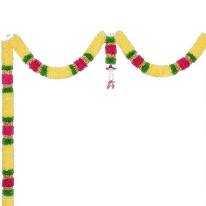 giallo bella rete nastro grande porta set Toran artificiale calendula ghirlanda fatti a mano fiori ghirlande decorazione matrimonio parete appesa indiana