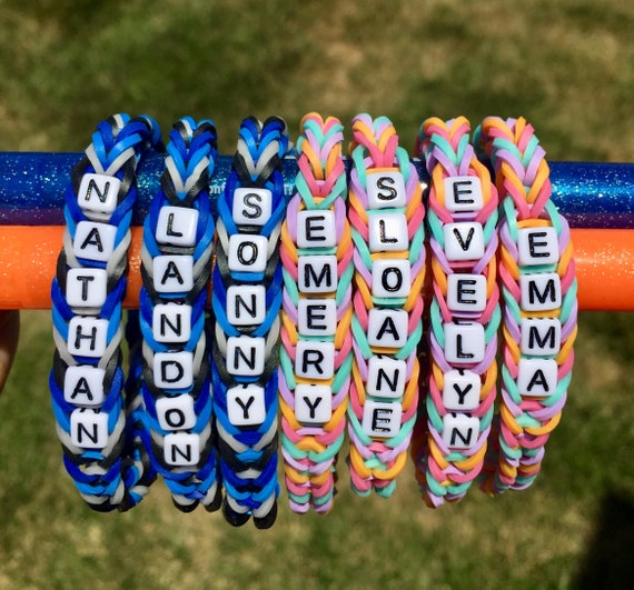 Personalized Friendship Bracelets Rainbow Loom Name Bracelet Etsy