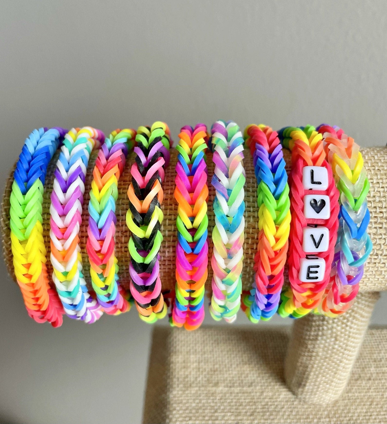 Rainbow Bracelets Colorful Friendship Bracelet Rainbow Loom Etsy