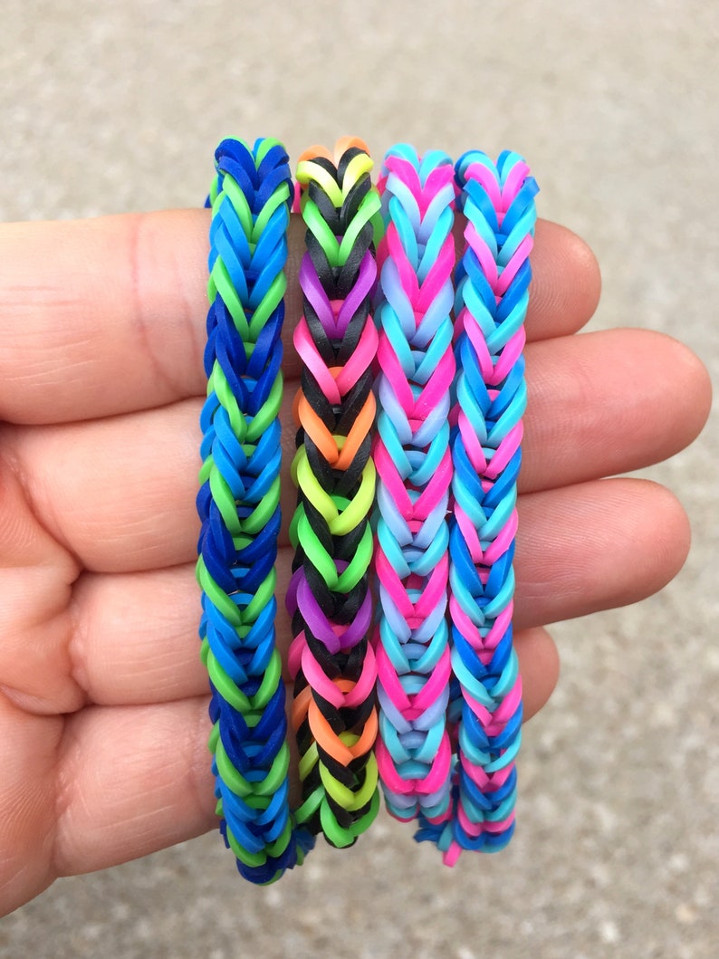 New Neon Pink & Pastel Rainbow Loom Bands Friendship Etsy