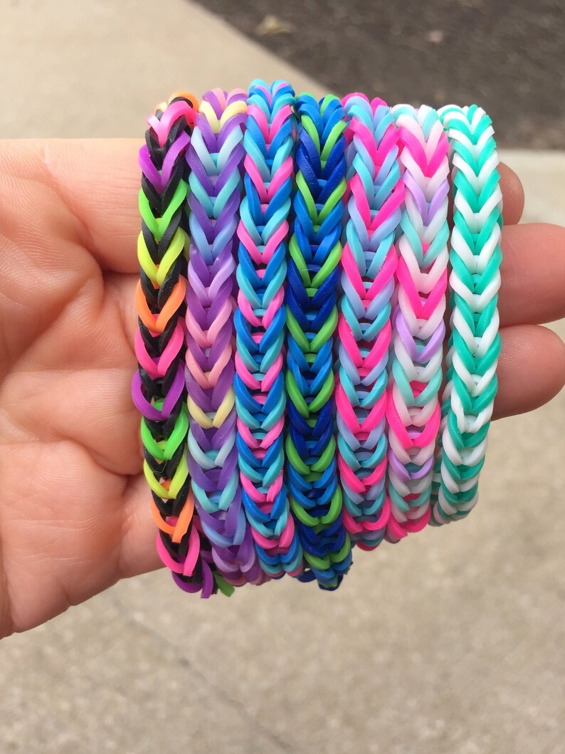 New Neon Pink & Pastel Rainbow Loom Bands Friendship Etsy