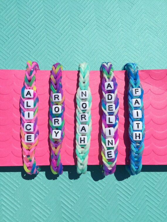 Personalized Friendship Bracelets Rainbow Loom Name Bracelet Etsy