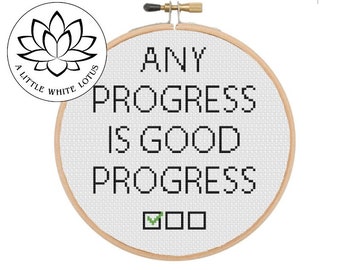 Any Progress Is Good Progress Check Mark - Cross Stitch PATTERN - Digital Download - Compatible With Pattern Keeper Software - Level EASY