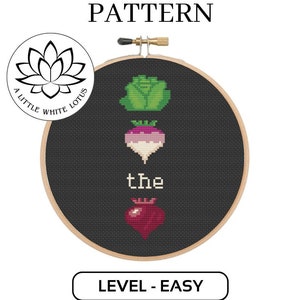 Lettuce Turnip The Beet on BLACK - Cross Stitch PATTERN - Digital Download - Compatible With Pattern Keeper Software - Level EASY