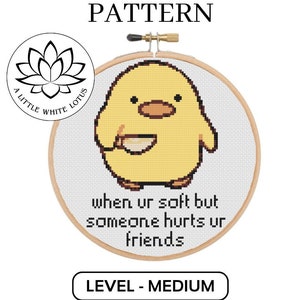 Duck With Knife When Ur Soft But Someone Hurts Ur Friends - Cross Stitch PATTERN - Digital Download - Pattern Keeper File - Level MEDIUM
