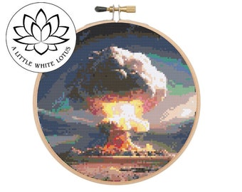 Nuclear Mushroom Cloud - Cross Stitch PATTERN - Digital Download - Compatible With Pattern Keeper Software - Level HARD - Engineer Scientist