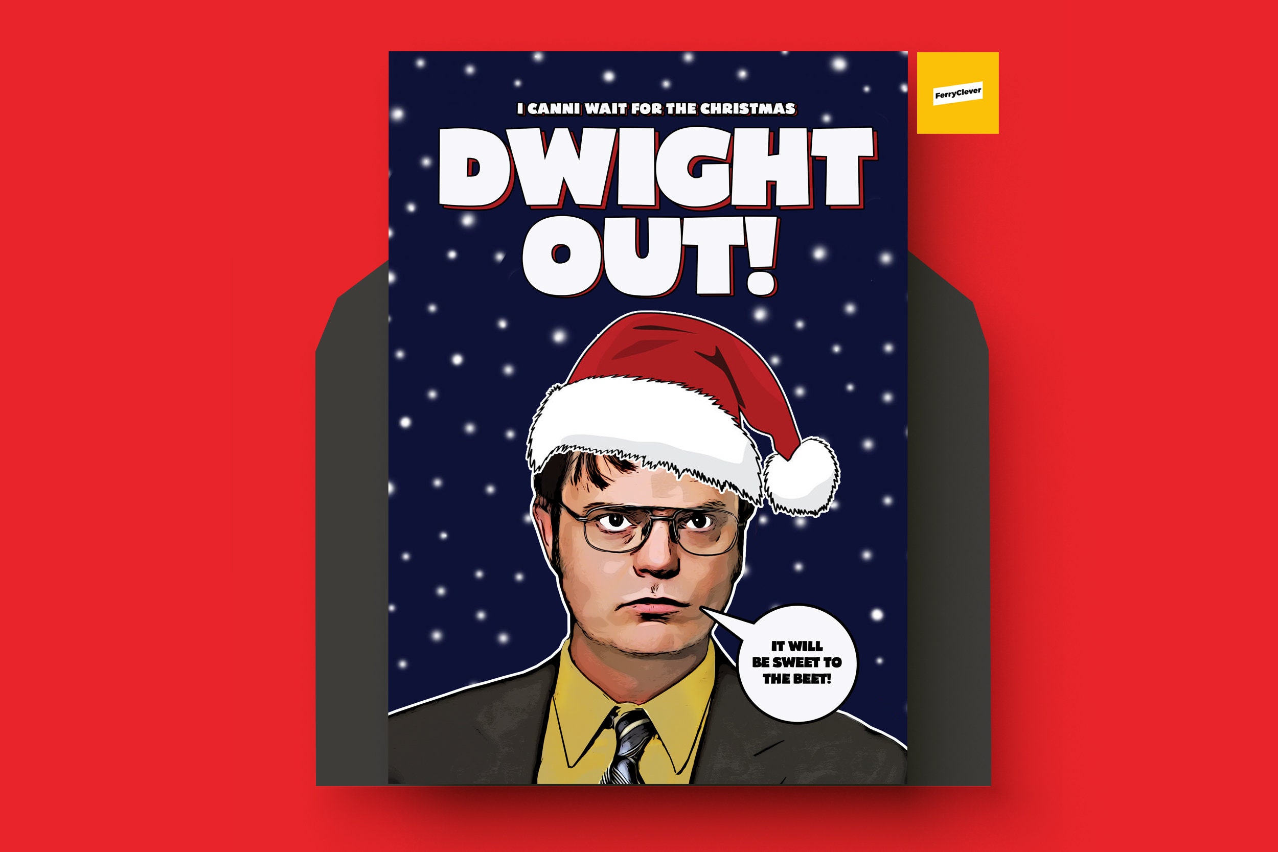 Dwight Schrute Kerstkaart | De Kerstkaart op kantoor - Etsy België, image size:2500x1667
