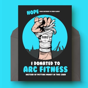 Arc Fitness Card / Biglietto di donazione di beneficenza / Biglietto di auguri Derry / Biglietto di compleanno Derry