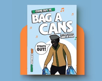 Up the Da Irish Humour Father's Day Greetings Card | Irish Father's Day Father's Day Card | Bag a cans