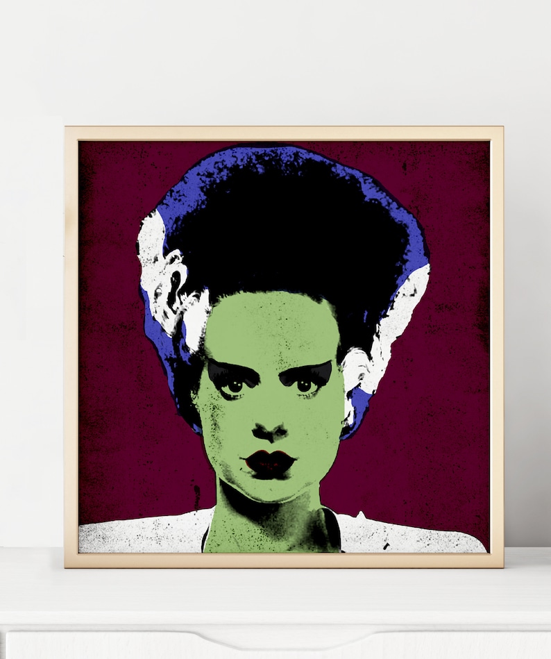 Pop Art Bride of Frankenstein Digital Square Print classic | Etsy