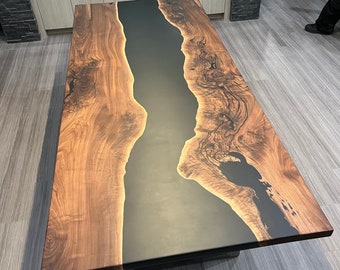 Black Walnut Epoxy River Dining Table