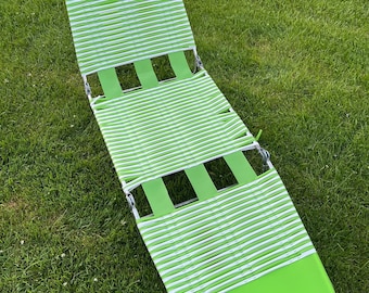 Vintage MCM Aluminum Lounge Chair: Folding Beach Camp Recliner