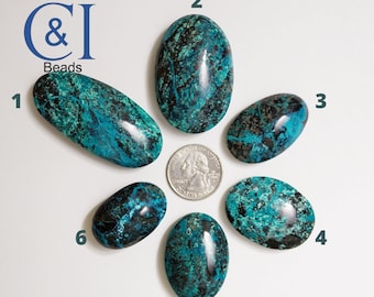 Naturel Chrysocolla Oval Cabochons Grande Haute Qualité Rainuré