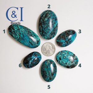 Natural Chrysocolla Oval Cabochons Large High Quality Grooved