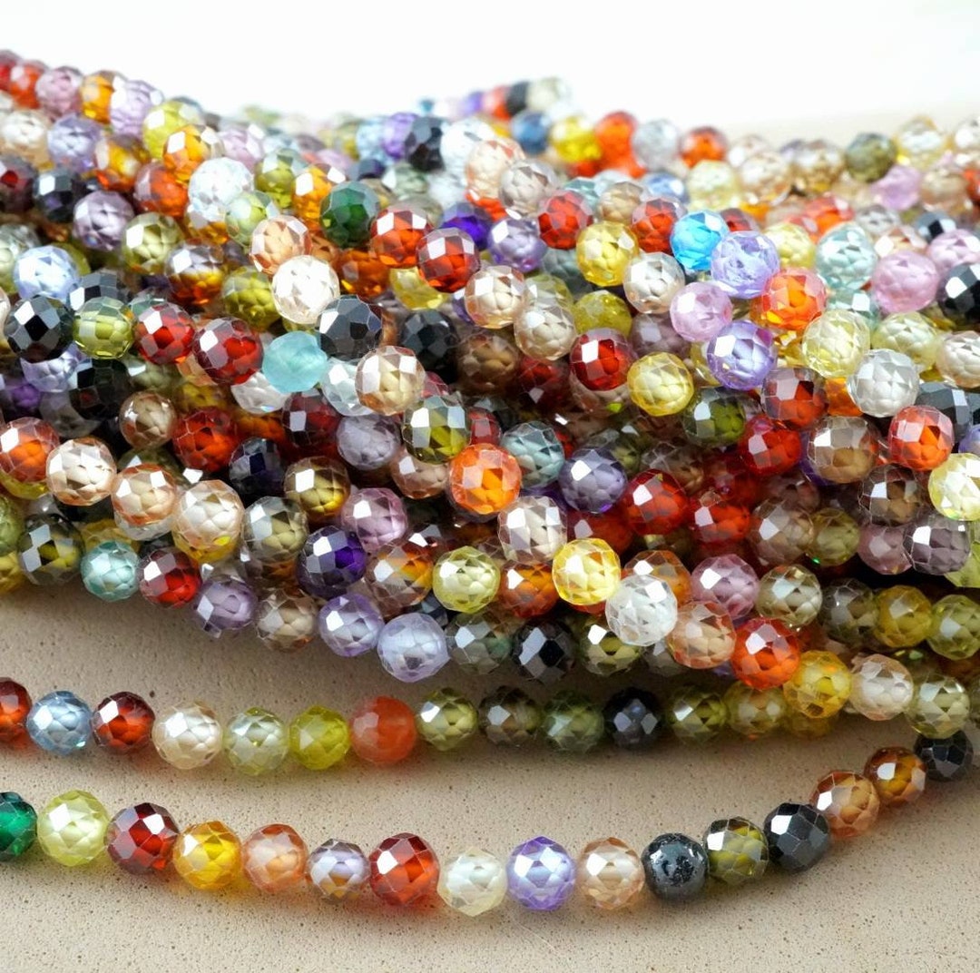 Cubic Zirconia Beads roundfacetedmulti-colordyed2mm4mm16strand - Etsy