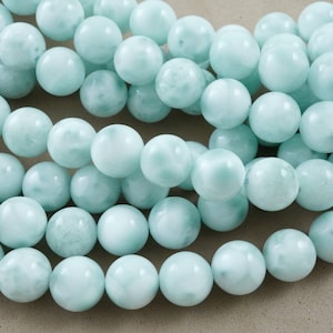 Green Pectolite Beads (Round)(Smooth)(6mm)(8mm)(10mm)(16"Strand)