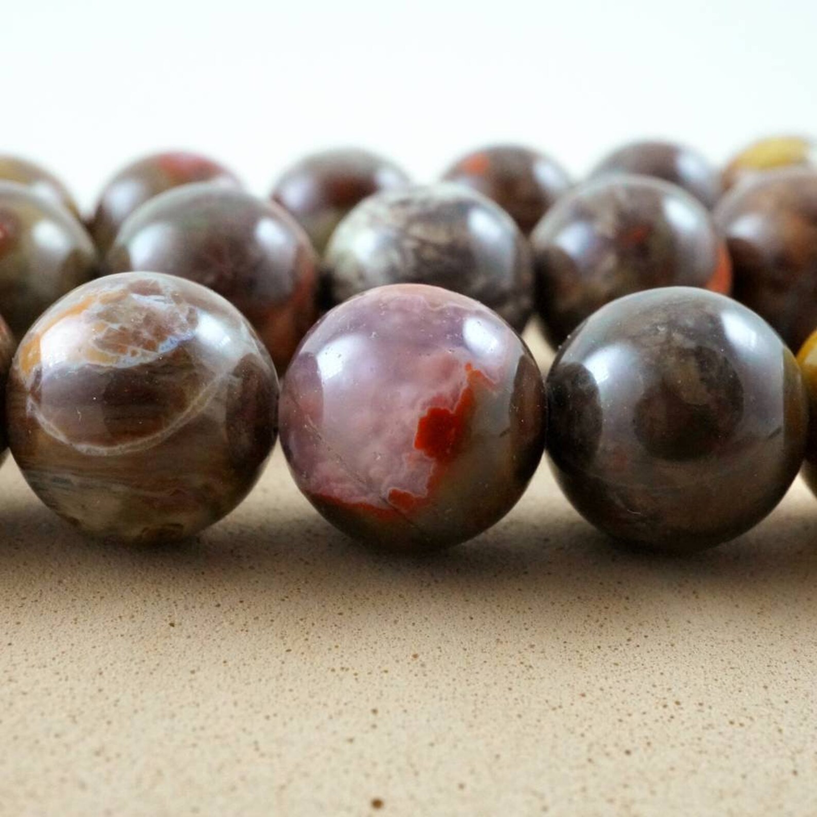 Round Pink Rhyolite Mushroom Rhyolite Beads (round)(smooth)(4mm)(6mm)(8mm)(10mm)(12mm)(16 ...