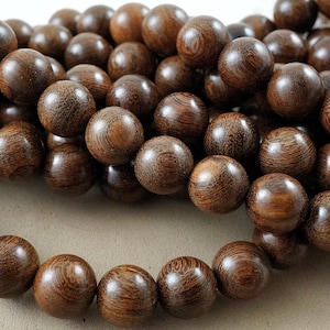 Perles en bois de madre de cacao (ronds) (lisses) (6 mm) (8 mm) (10 mm) (12 mm) (16 po.)