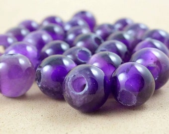 Amethyst Beads (Large Hole)(Round)(Smooth)(8mm)(10mm)(8"Strand)