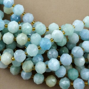 Aquamarine Beads (Rondelle)(Triangle-Faceted)(10x8mm)(15.5&quot;Strand)