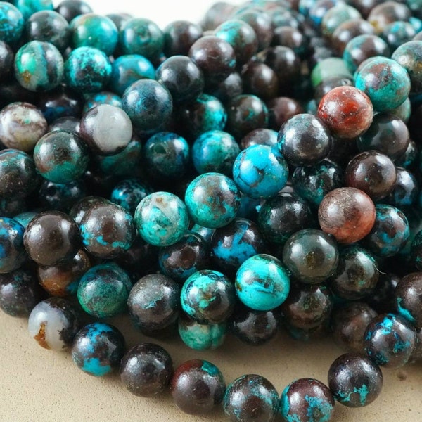 Perles de shattuckite (rondes) (lisses) (6mm) (8mm) (16 « Strand)