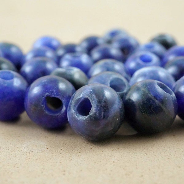 Sodalite Beads (Large Hole)(Round)(Smooth)(8mm)(10mm)(8"Strand)