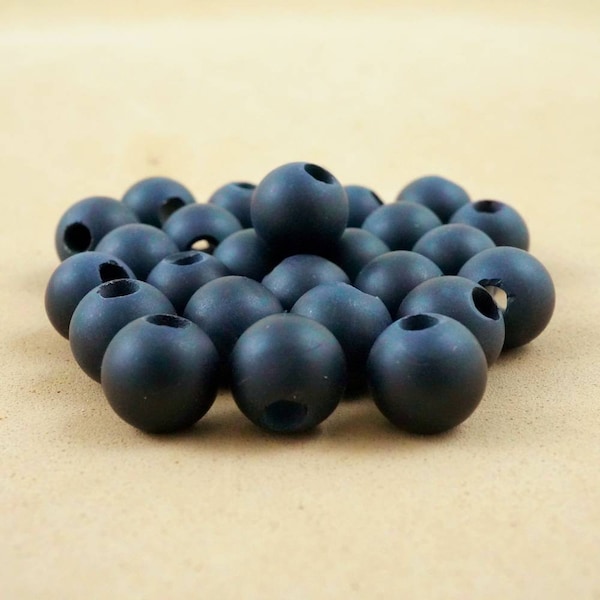 Black Onyx Beads (Large Hole)(Round)(Matte)(8mm)(10mm)(8"Strand)