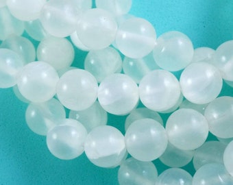 Perles de sélénite (rondes) (lisses) (6mm) (8mm) (10mm) (16 « Strand)