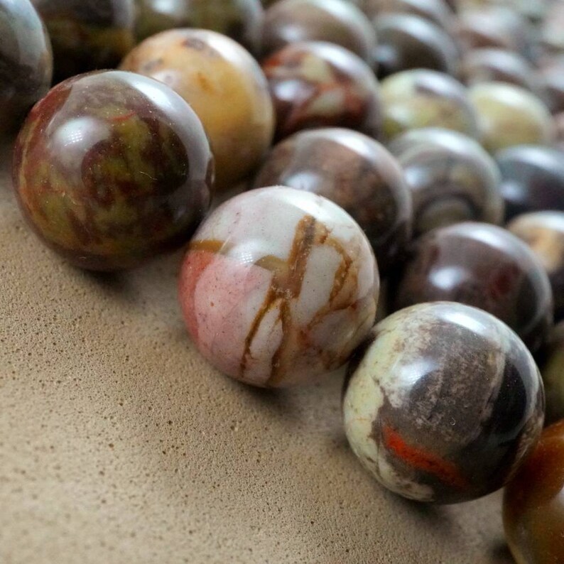 Round Pink Rhyolite Mushroom Rhyolite Beads (round)(smooth)(4mm)(6mm)(8mm)(10mm)(12mm)(16 ...